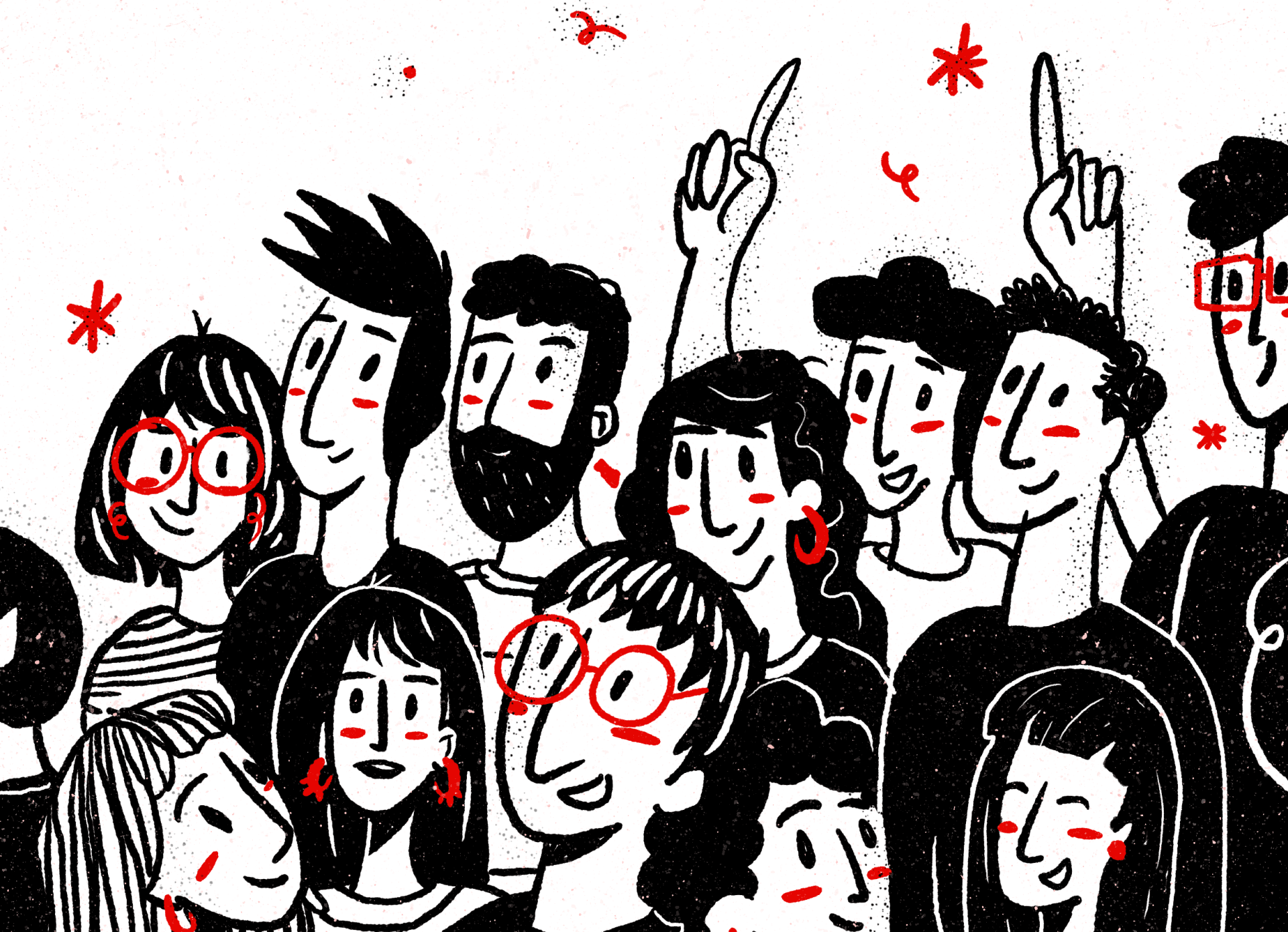 Crowd of leaders illustration.